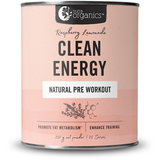 Nutra Organics Clean Energy Pre Workout Raspberry Lemonade 250g