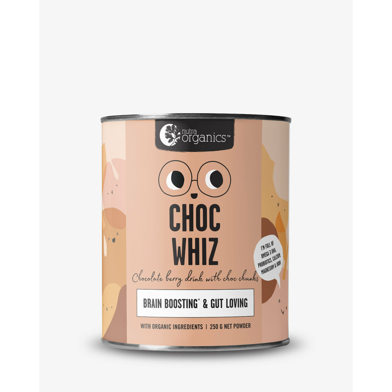 Nutra Organics Choc Whiz Choc Berry Drink with Choc Chunks 250g