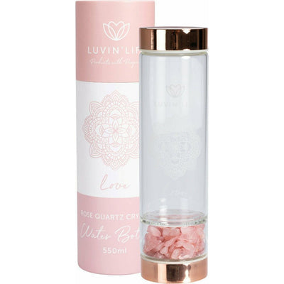 Luvin Life Crystal Water Bottle Rose Quartz 550mL