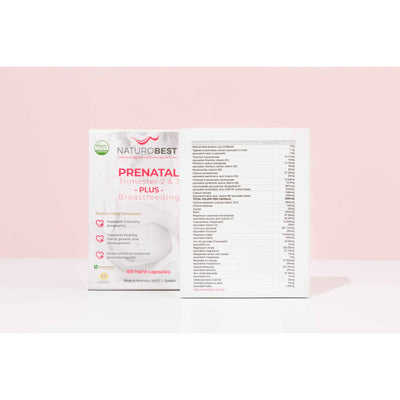 Naturobest Prenatal Trimester 2 & 3 Plus Breastfeeding Nutrition Label 60 hard capsules