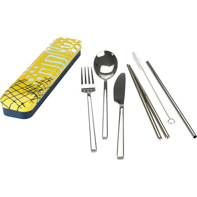 Retro Kitchen Carry Your Cutlery Stainless Steel Cutlery Kit also includes chopsticks, straw & brush