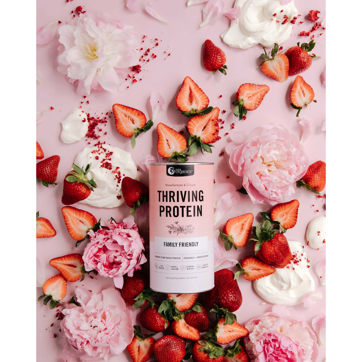 Nutra Organics Thriving Protein - Strawberries & Cream